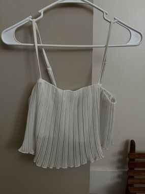 SHEIN White Pleated Spaghetti Strap Crop Top